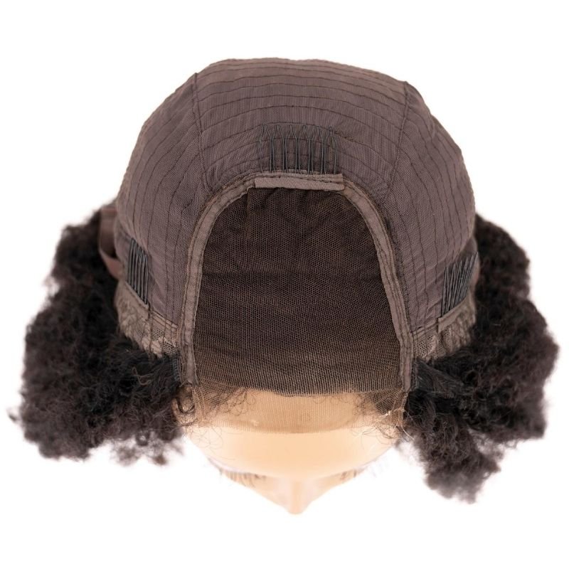 Afro Kinky Curly 4x4 Transparent Lace 100% Human Hair Closure Wig