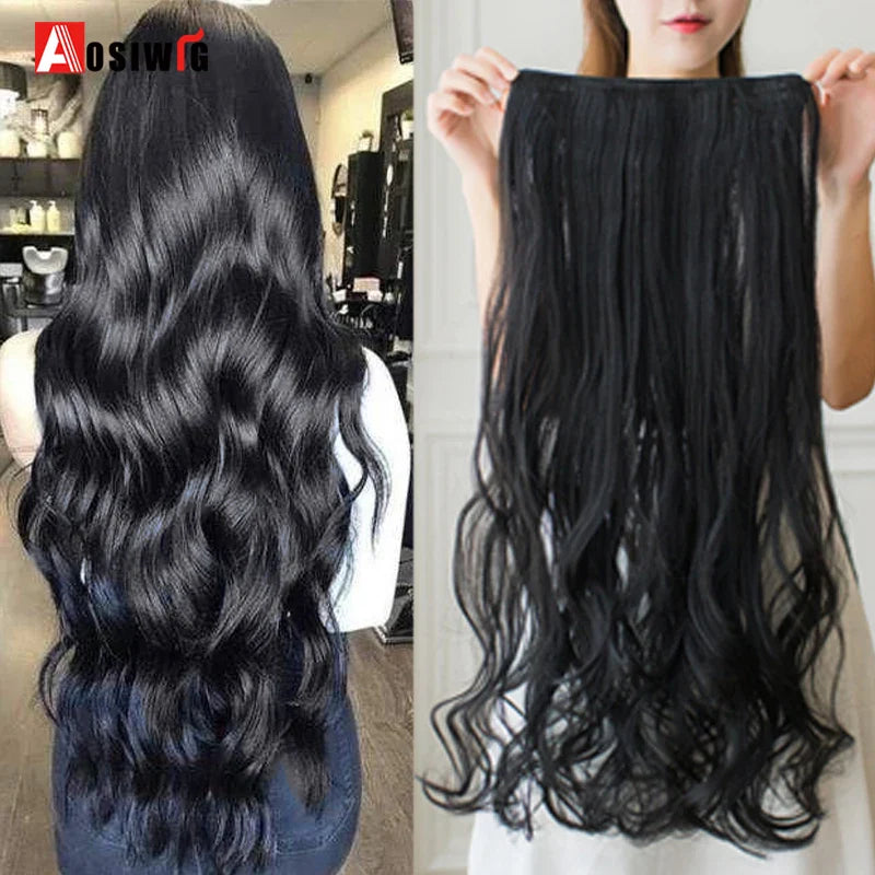 AOSI 40cm 50cm 60cm 80cm 100cm Long Wavy Hairstyles Synthetic 5 Clip In Hair Extension Heat Resistant Hairpieces Brown Black