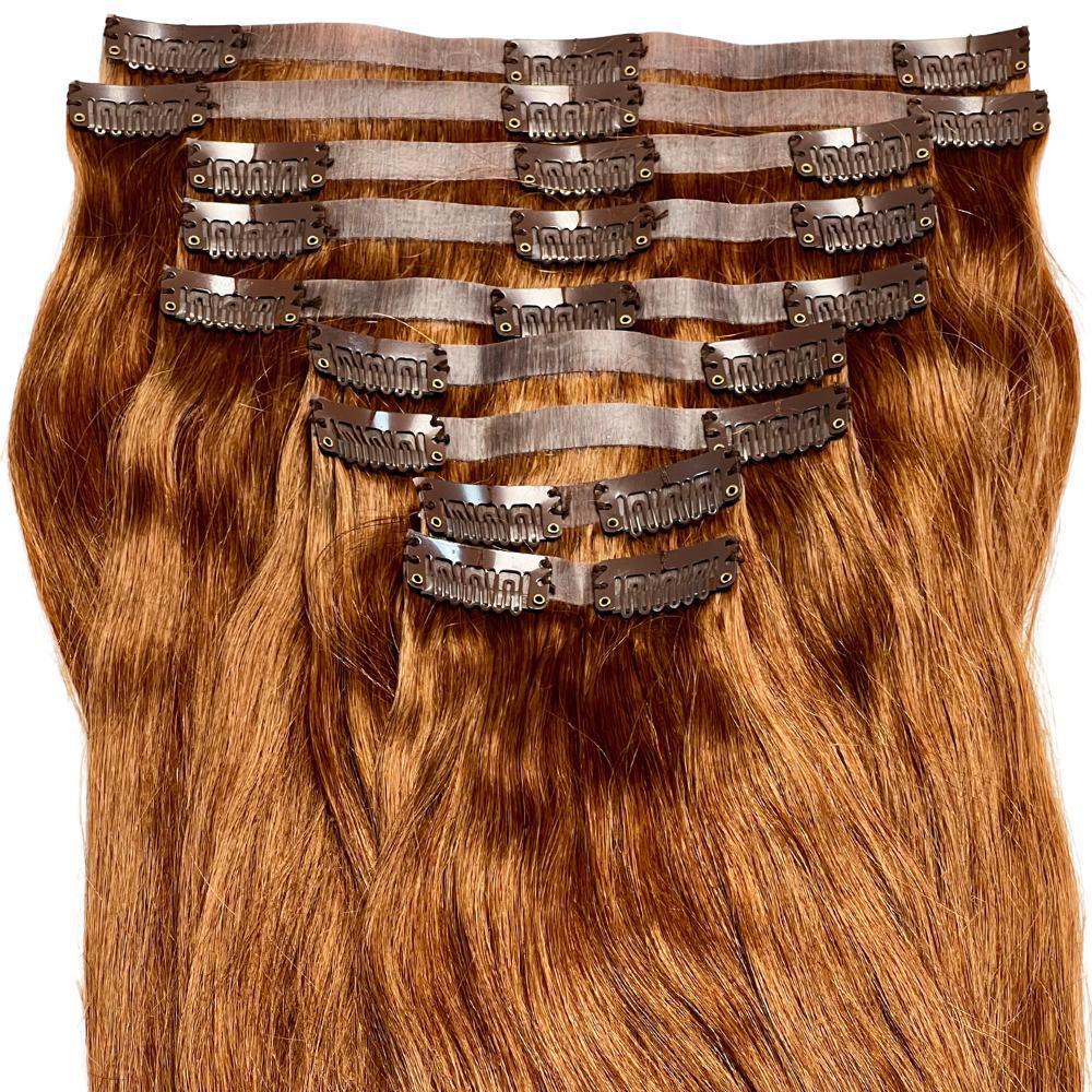 Auburn Seamless Clip-In 100% Human Hair Extensions